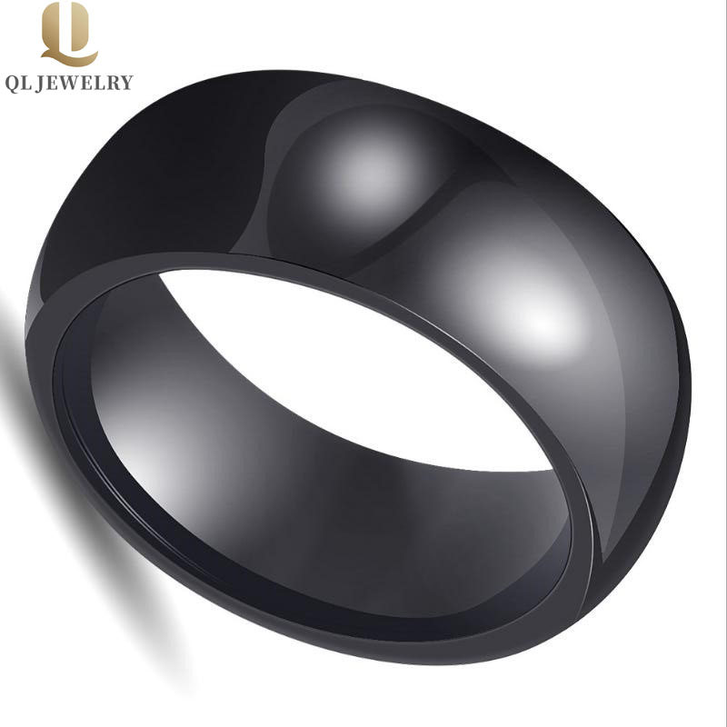 Einfache klassische Keramikring mit hoher polierter normaler schwarzer Keramik-Hochzeitsbänder Mode gewölbte Keramikring China-Hersteller