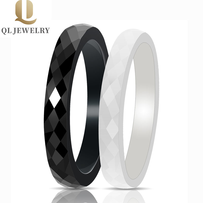 Bague en céramique brillante et minuscule 3mm Vente chaude céramique noire bandes de mariage de céramique fédérance pour filles dames et femmes fournisseur