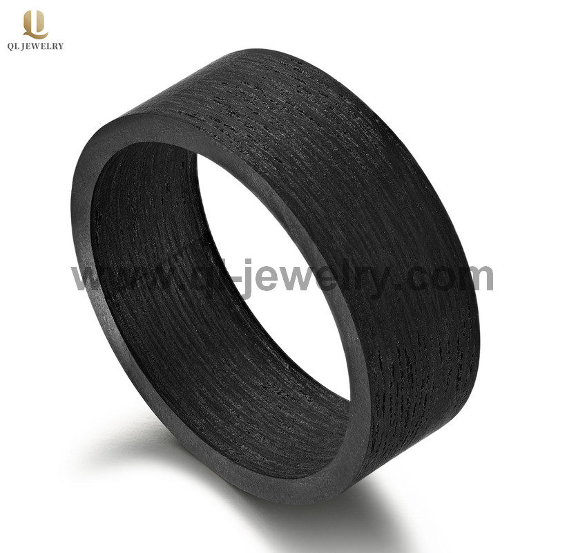 Simple and Unique Flat Solid Forged Black Carbon Fiber Wedding Bands China Manufacturer