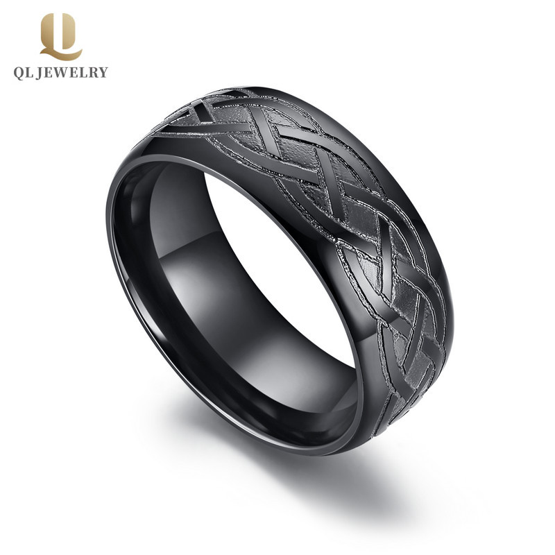 Anello di nozze di nodo celtico unico in nero Zirconio Mens Wedding Bands Cina Produttore