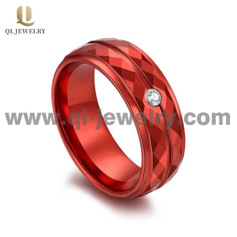 Bague en carbure de tungstène rouge brillant de 8 mm Bagues biseautées Bandes de mariage de tungstène rouges - Copie - LG7TRB