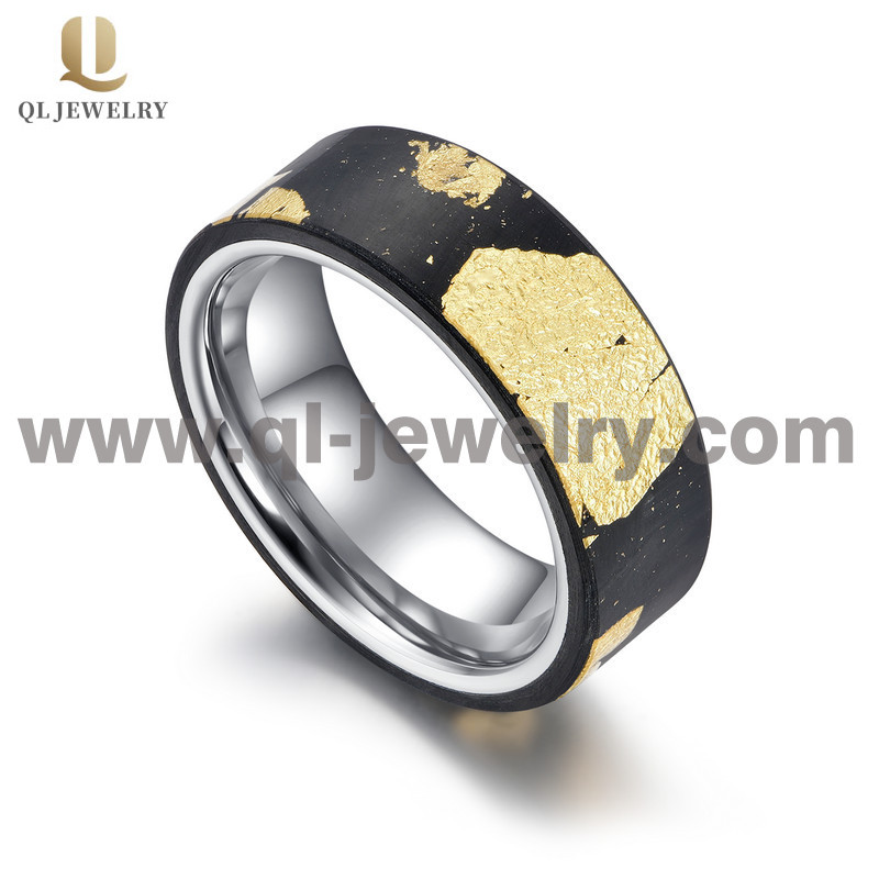 Bandes de mariage de haute qualité pour hommes de 8 mm forgées de fibres de carbone noir et de carbure de tungstène Chine fournisseur
