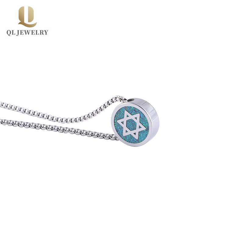 High Quality Star of David Mens Pendant  Star of David Tungsten Carbide Necklace Pendant with Opal Inlay China Manufacturer