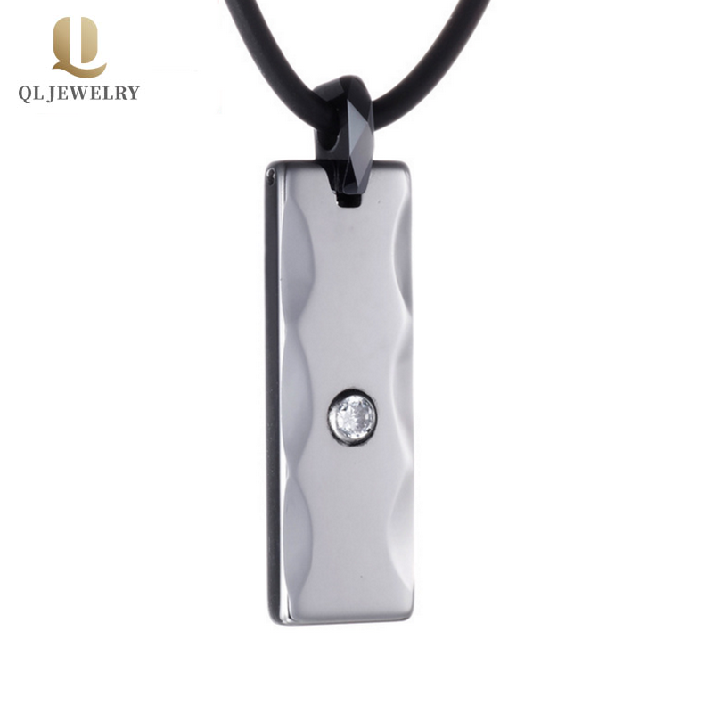 Modo da uomo popolare Gioielli da uomo Tungsteno Carbide Dog Tag per uomo con 1 Bianco CZ Pietra Pendente in carburo di carburo di tungsteno CZ Pietra Cina Produttore
