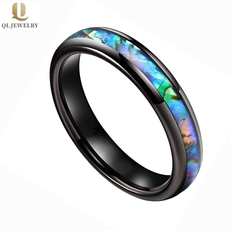 Fedi nuziali in tungsteno da donna di alta qualità da 4 mm con intarsio in conchiglia di abalone bell'anello in carburo di tungsteno - COPIA - r6osd4