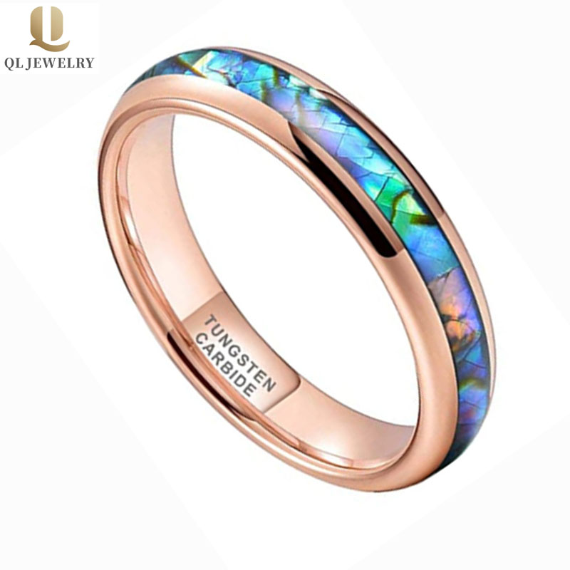 High Quality 4mm Women's Tungsten Wedding Bands with abalone shell inlay nice Tungsten carbide ring
