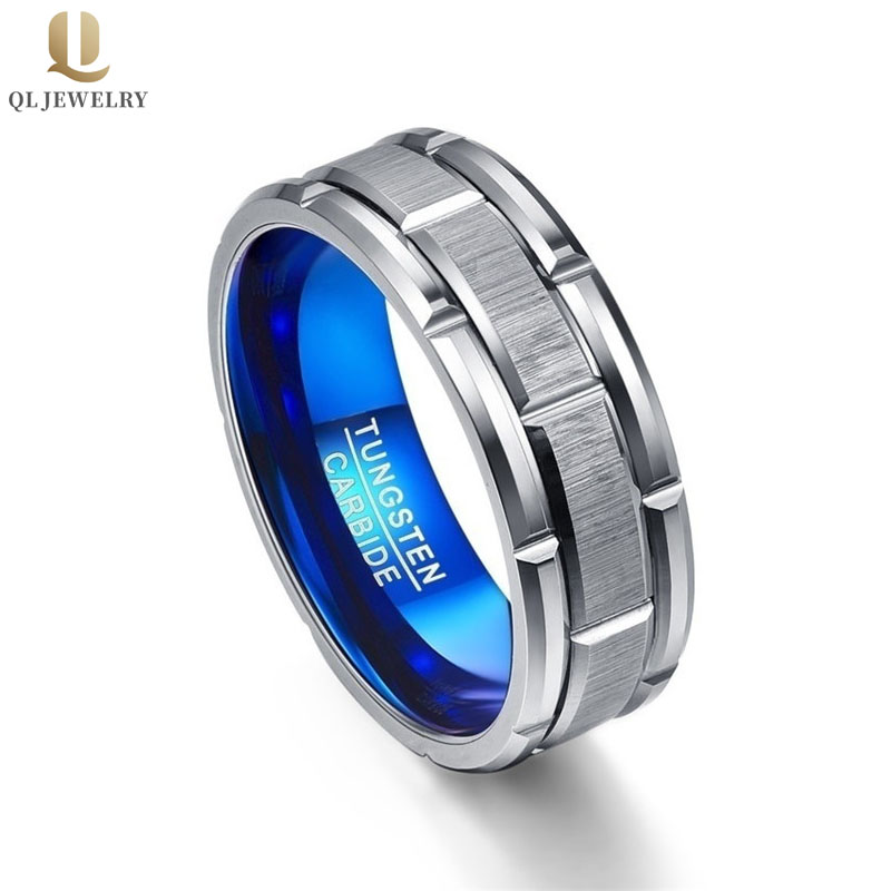 Cina Produttori di fedi nuziali in carburo di tungsteno da uomo blu due toni 8mm