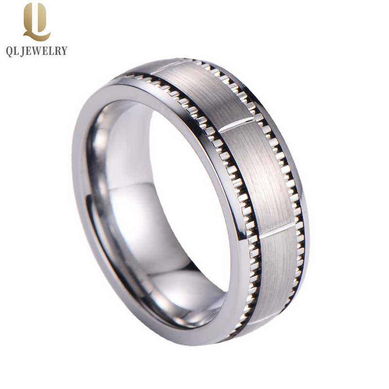 Wholesale Mens Wedding Bands 8mm Domed Tungsten Carbide Ring Vertical Grooved Brushed Tungsten Wedding Bands China Supplier