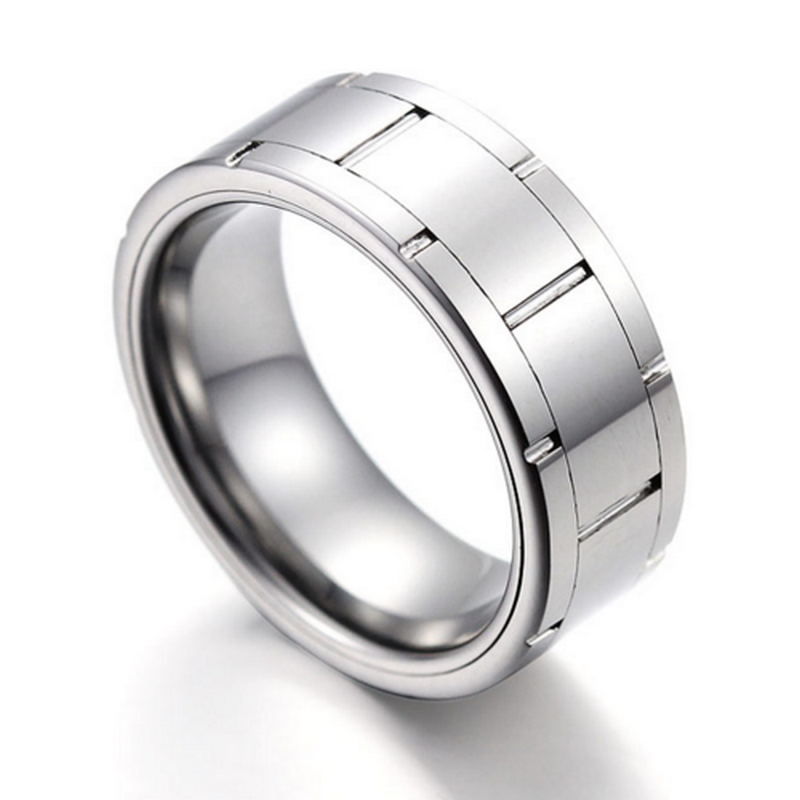 Unique 8mm Comfort Fit High Polished Gear Grooved Flat Tungsten Carbide Wedding Bands China Manufacturer