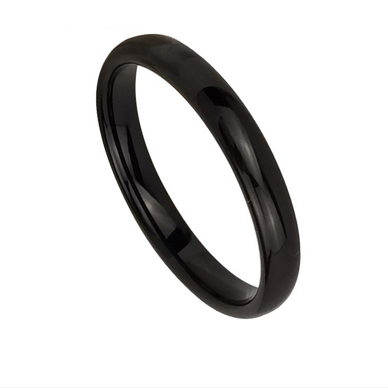 Chine Bague en tungstène en stock Bague en carbure de tungstène noir bombé populaire de 3 mm Bandes de mariage pour hommes Fabricants