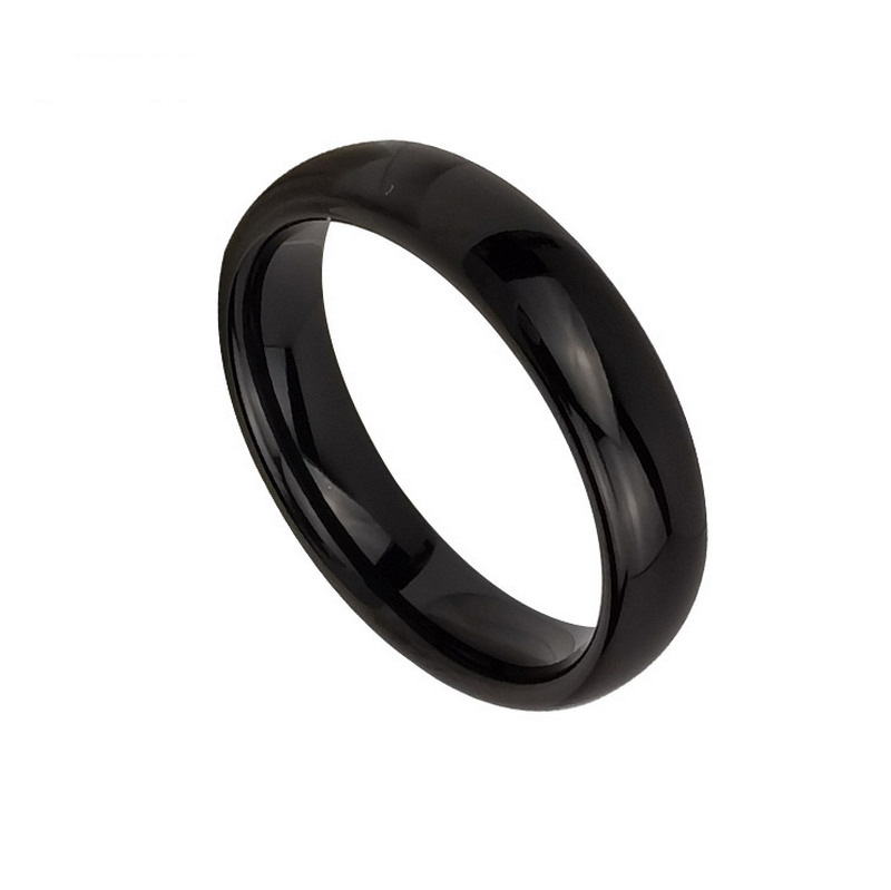 Chine Bague en tungstène en stock Bague en carbure de tungstène noir bombé populaire de 5 mm Bandes de mariage pour hommes Fabricants