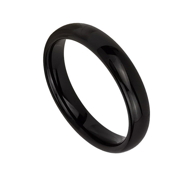 Chine Bague en tungstène en stock Bague en carbure de tungstène noir bombé populaire de 4 mm Bandes de mariage pour hommes Fabricants