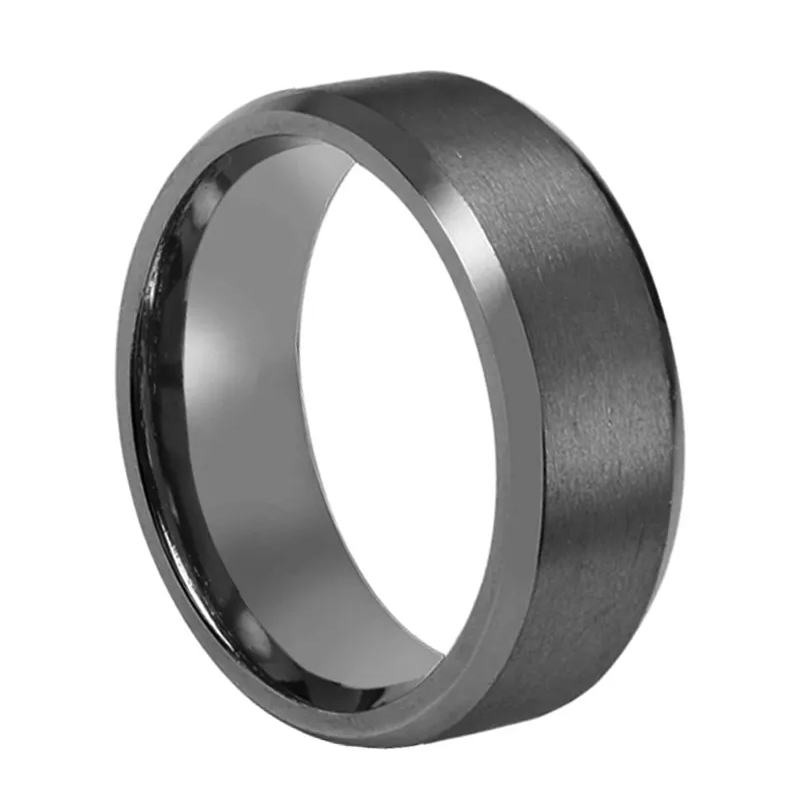 Men Rings Jewelry 8mm Polished and Brushed Beveled Edges Tantalum Mens Wedding Band China Manufacturer