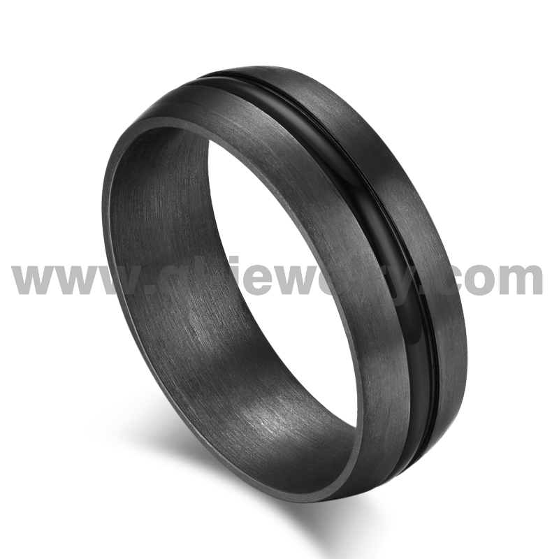 Rare Metal Wedding Band for Men 8mm Domed Brushed Pure Tantalum Ring with 2mm Black Channel China Manufacturer