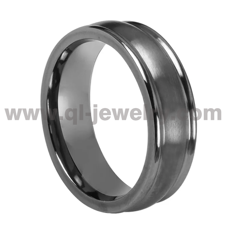 Rare Metal Wedding Band for Men 8mm Domed and Step Edges Pure Tantalum Wedding Ring China Manufacturer