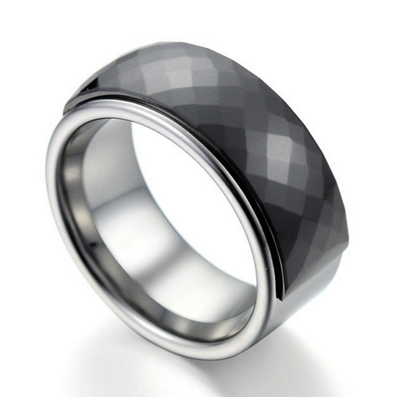 High Quality and Affordable Tungsten Carbide and Black Ceramic Ring Mens Tungsten Wedding Bands China Manufacturer