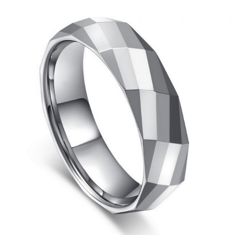 Newest Design 6mm Domed Facet and High Polished Tungsten Carbide Ring Men's Wedding Bands Tungsten Facet Ring China Manufacturer