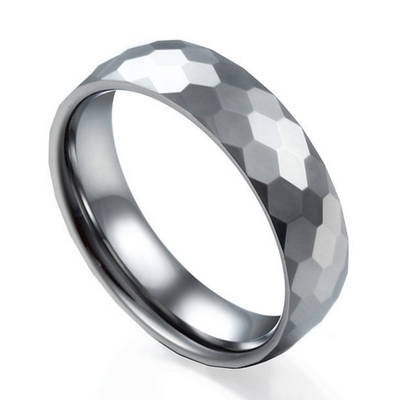 Newest Design 6mm Domed Faceted and High Polished Tungsten Carbide Ring Men's Wedding Bands Tungsten Faceted Ring China Manufacturer