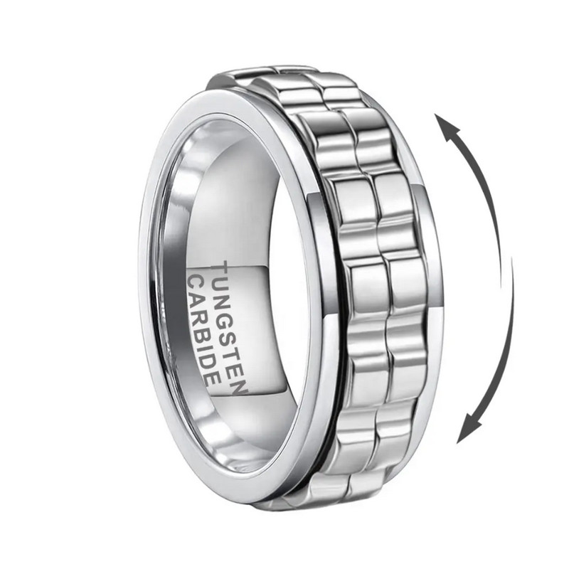 Special Design Excellent Workmanship Flat and Step Edges Men's Tungsten Spinner Ring Comfort Fit China Manufacturer