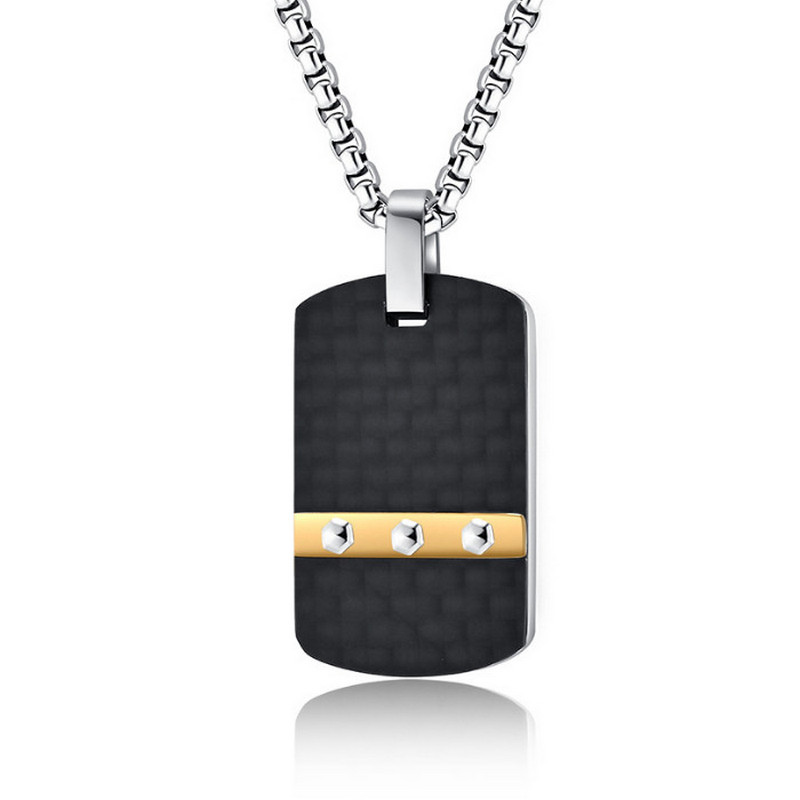 In Stock Creative European Simple Hexagonal Nailhead K Pattern Carbon Fiber Pendant Men's Fashion Military Pendant China Supplier