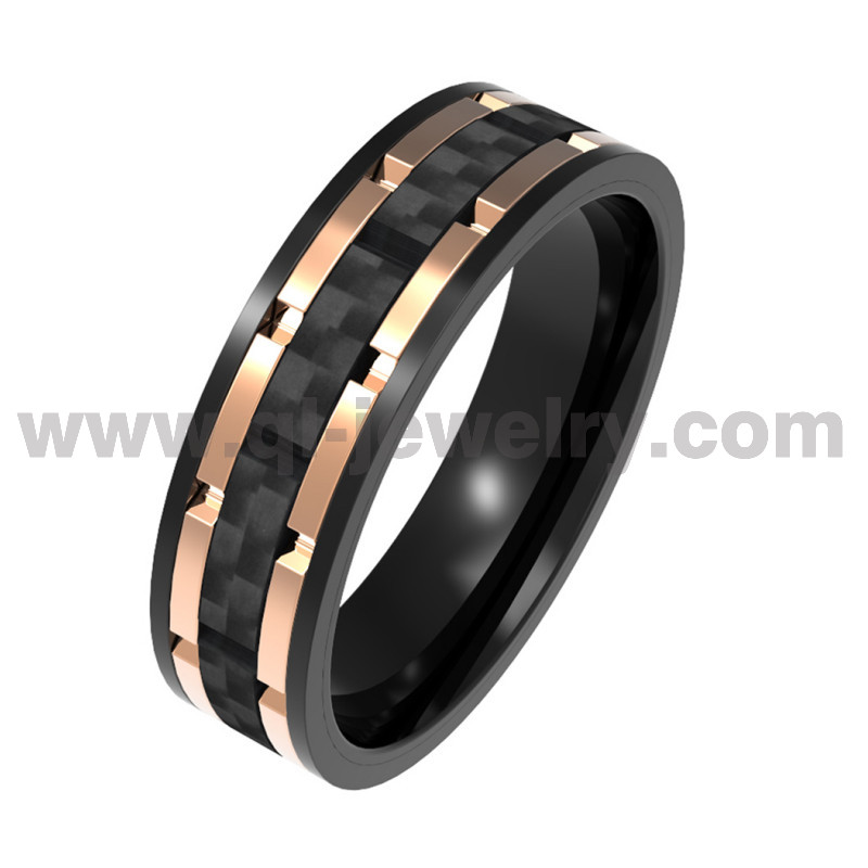 8mm Titan- und Kohlefaserring -Tech trifft einzigartiges Design schwarzer Kohlefaser -Ehering China Hersteller China