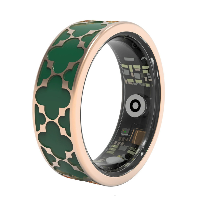 Titanio de oro rosa y esmalte verde anillo inteligente riega cardíaca oxígeno de oxígeno pasos contaminación impermeable cámara bluetooth fabricante de china fabricante