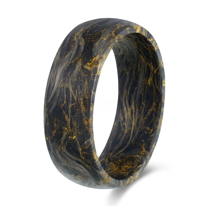 Materiales de alta calidad Anillo de boda de fibra de carbono forjado de burl amarillo para hombres Fabricante de China
