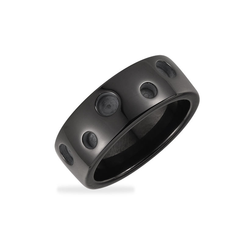 Anello in ceramica vuoto largo 8 mm con fori decorativi, bianco e nero per la creazione di gioielli e accessori fai-da-te Produttore cinese