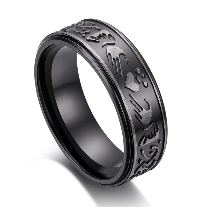 Custom 8mm Black Zirconium Men's Celtic Claddagh Ring - OEM/ODM Manufacturer for Wholesale