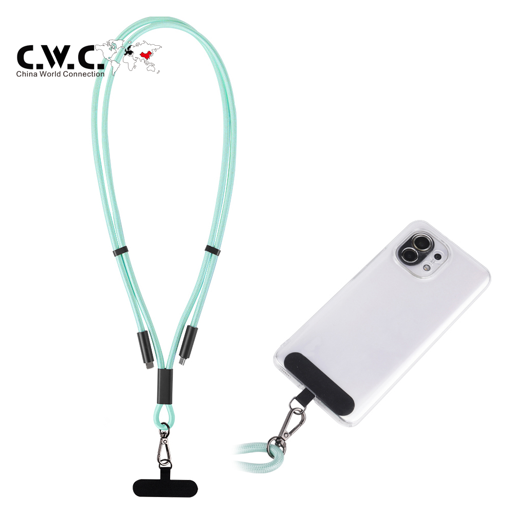 2 in 1電話ストラップPD 60W充電ケーブルタイプCからCネックストラップクロスボディ60Wストラップ充電ケーブル