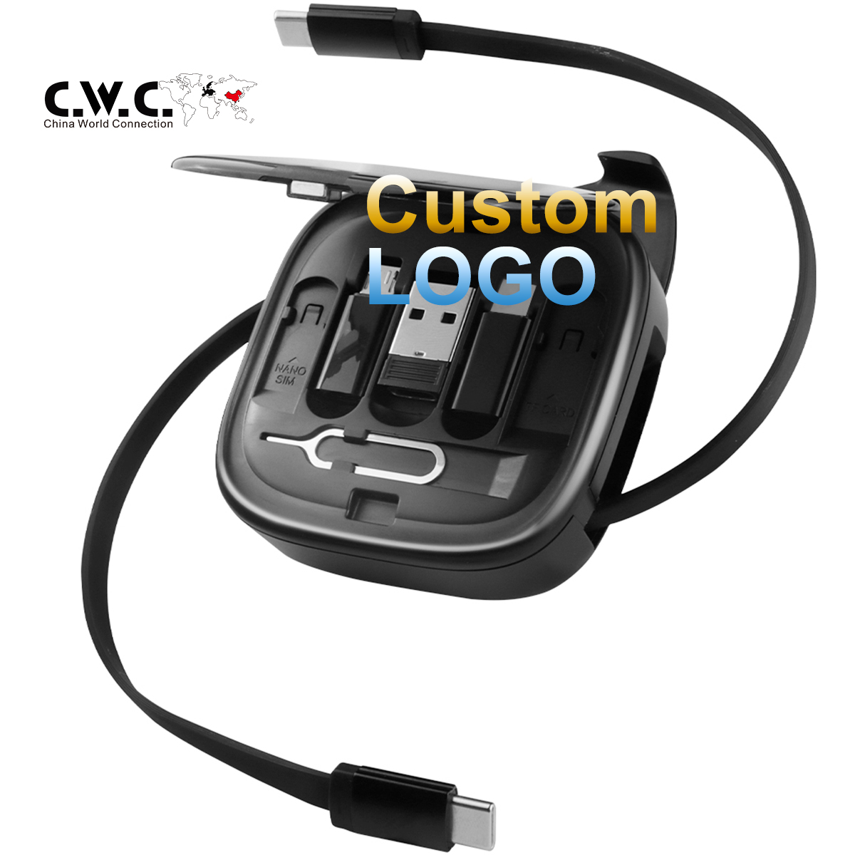 Logo personalizzato 60W Black Magnetic Charging da USB C a USB C Cavo Doppio 4 in 1 Cavo di ricarica multi magnetico - Copia - 90T73B
