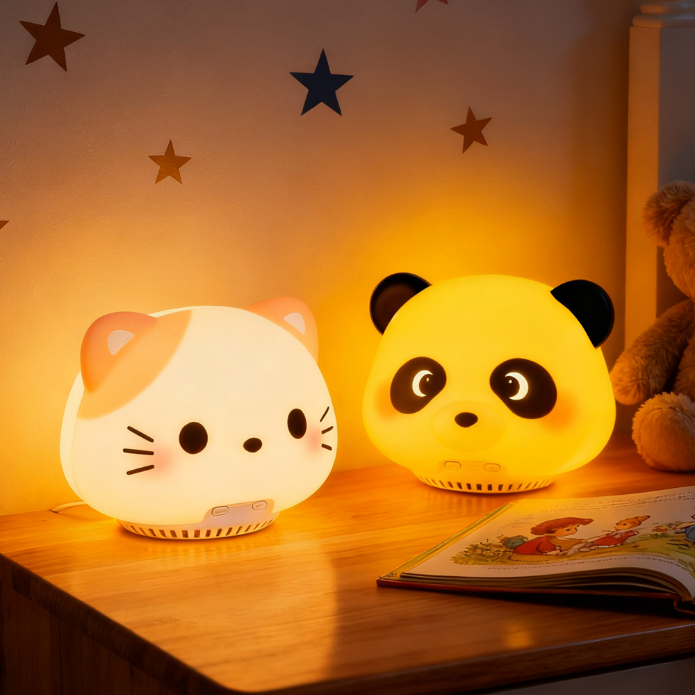 Baby siliconen Panda Cat nachtlampje Draadloze luidspreker Nachtlampje Wit geluid Muziek nachtlampje voor kinderslaapruimte