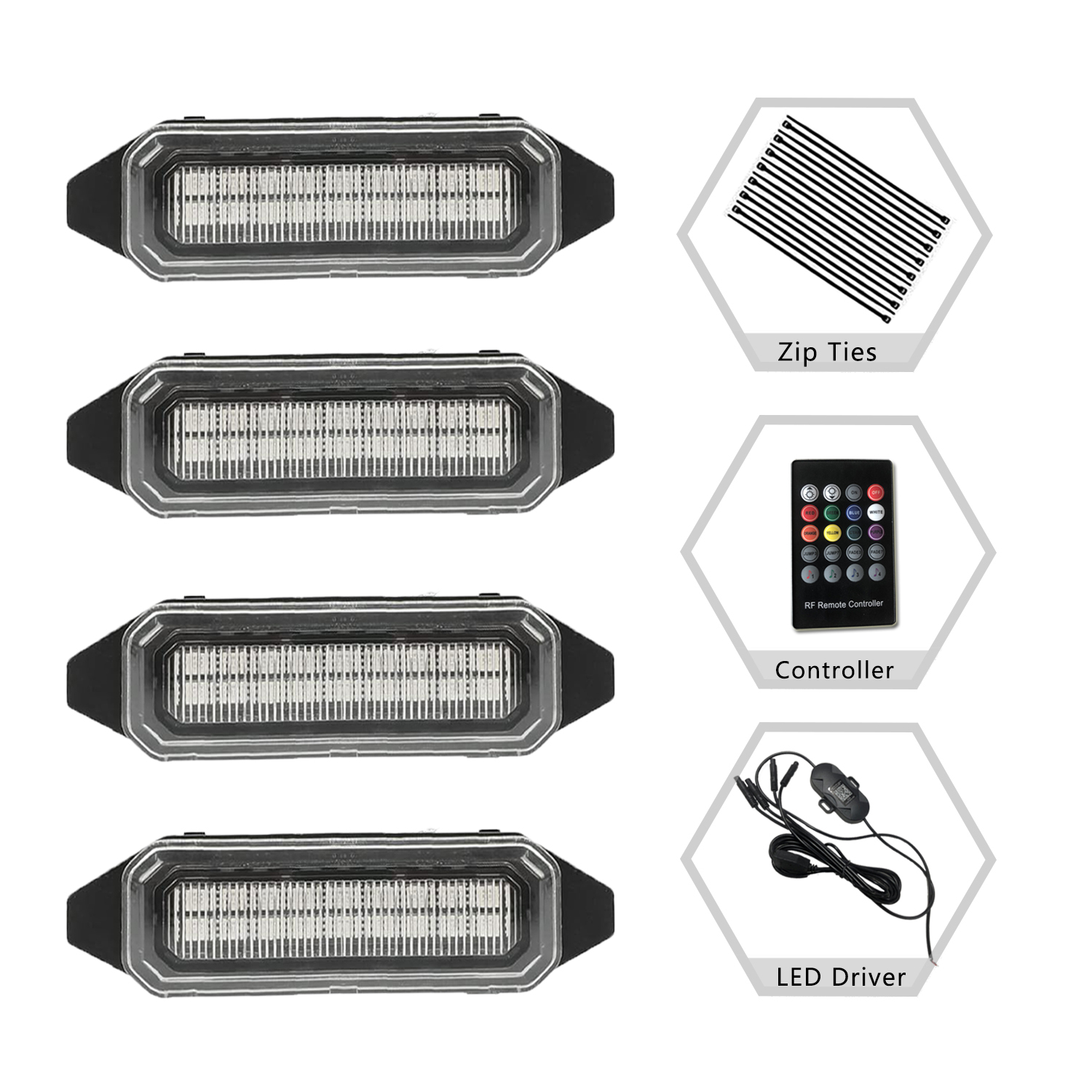Universal Upgrade 3/4pcs RGB Grille Light Front Grill LED Car Day Running Light FOR 2019-2022 RAV4 Tacoma