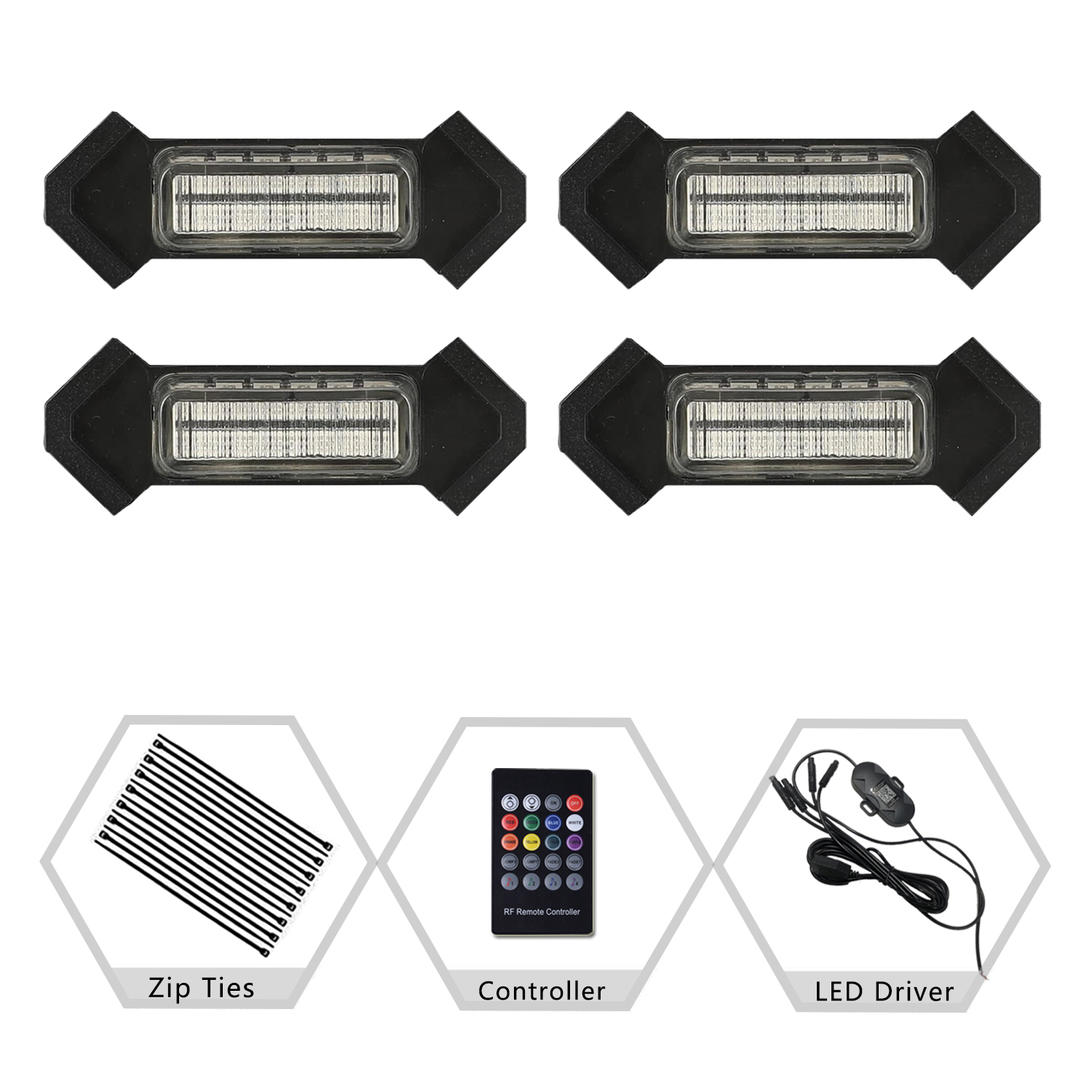 4PCS RGB Grill LED Light APP Remote Control For Tacoma 2016-2019 Front Grille Colorful LED Light Trim Grill Car Accessories