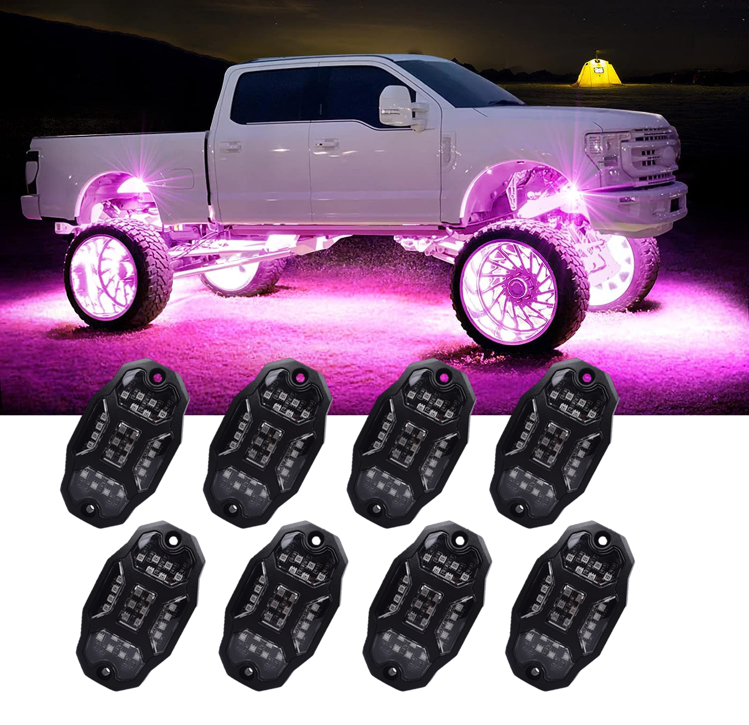 Undergolw Light For Car Jeep Off-Road Truck Boat Bluetooth APP Control 4/6/8 In 1 RGB LED Rock Lights Chassis Light Music Sync - COPY - bav4w2