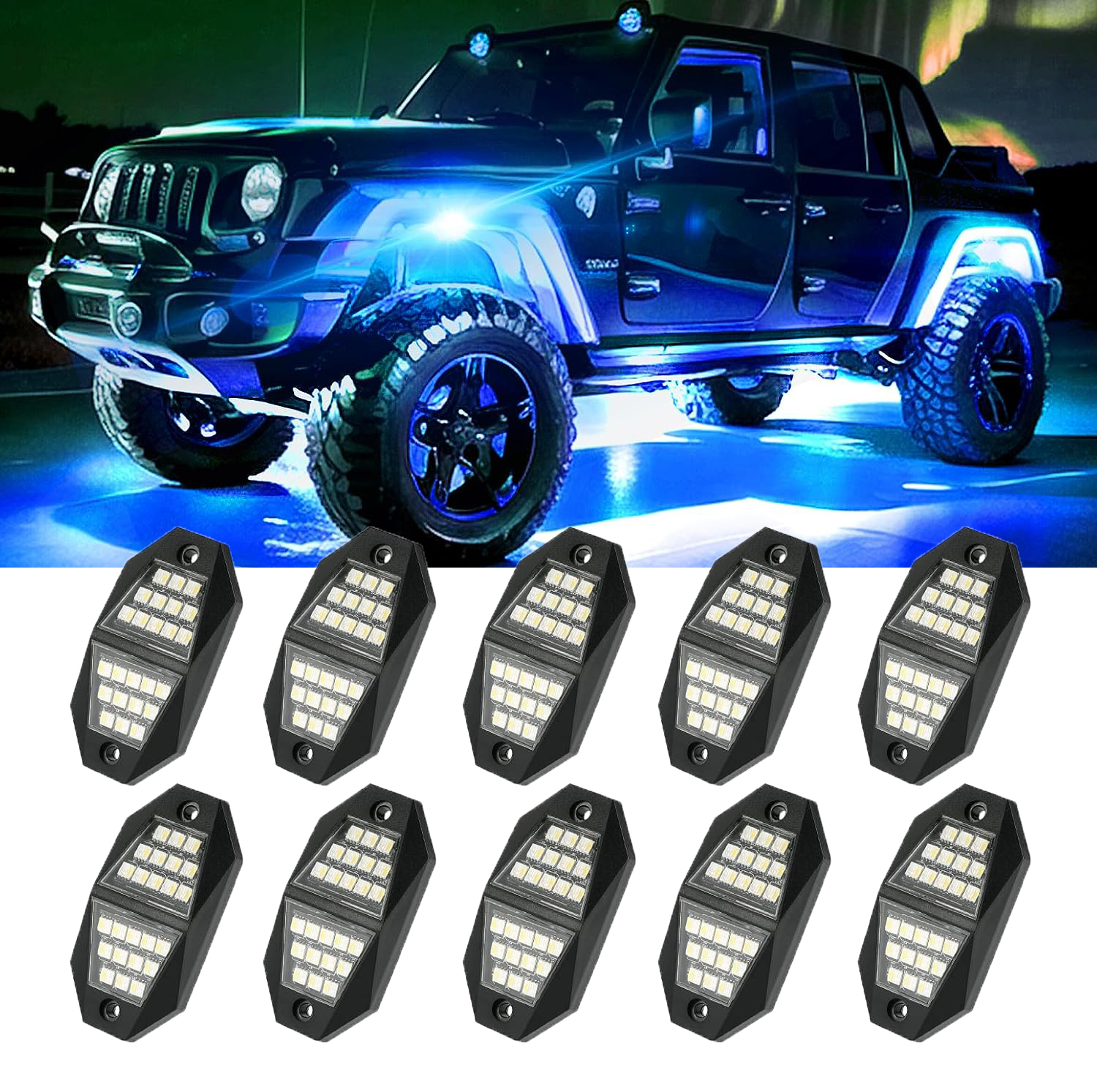 중국 5 Sides LED Rock Lights 8 Pods Multicolor Underglow Lights for Trucks with App Control Flashing Music Mode RGB Rock Lights for Boat SUV Car Accessories - COPY - lf3jlu 제조업체