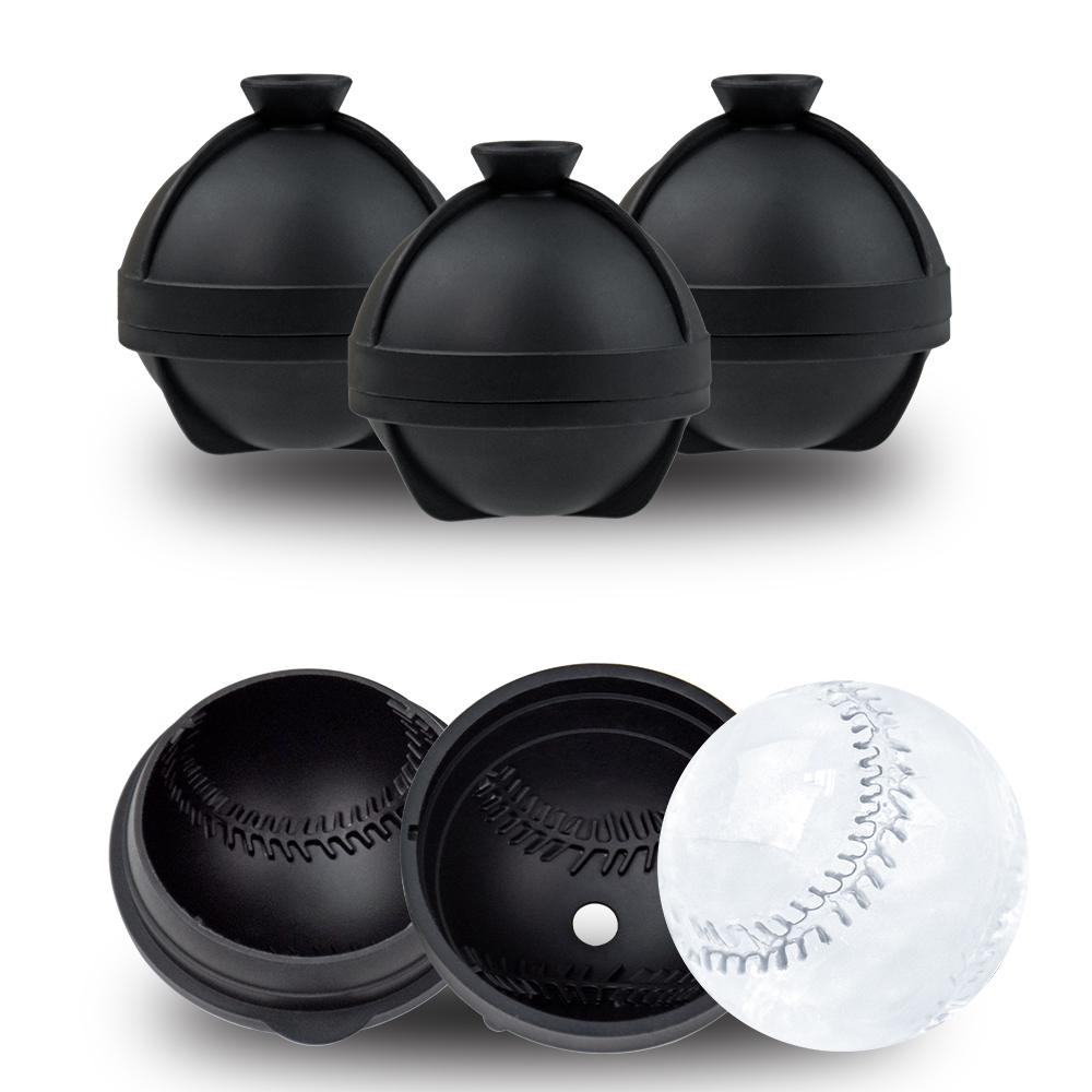 Benhaida 누출 방지 2.5인치 천천히 녹는 위스키 아이스 볼 제조기(깔때기 포함) BPA 무료 실리콘 야구 아이스 몰드