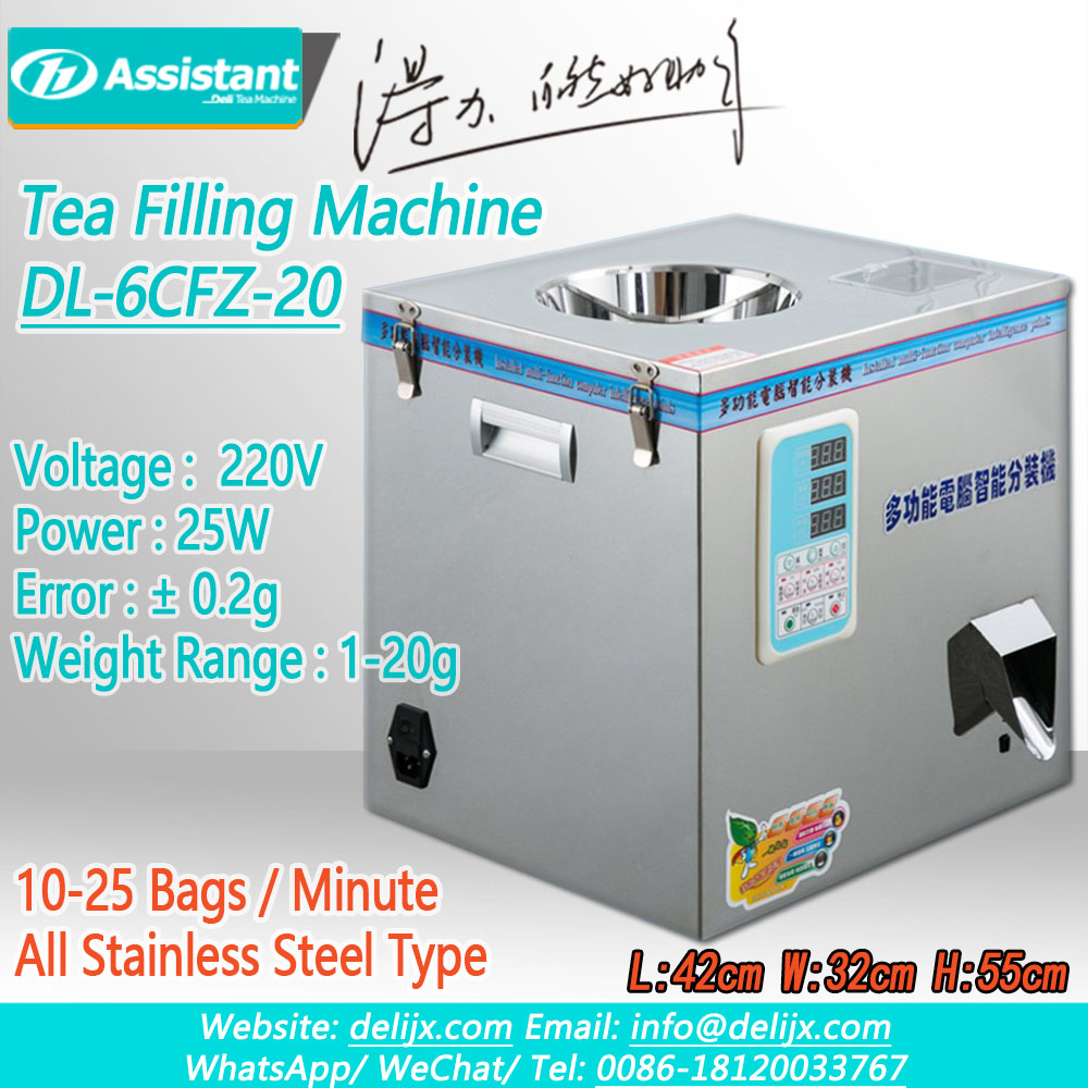 China Vibration Manual Tea Pouch Sachet Filling Machine DL-6CFZ-20 manufacturer