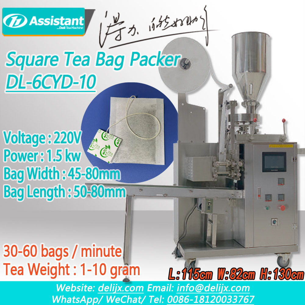 China Automatic Square Tea Bag Packing Machine With Label DL-6CYD-10 manufacturer