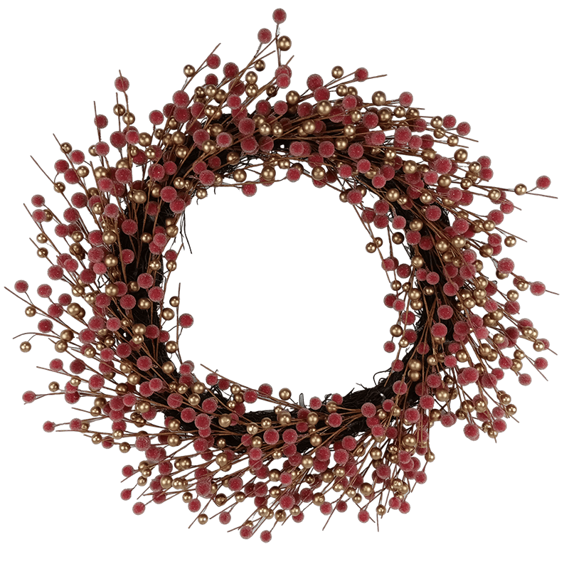 Senmasine Couronnes de baies rouges de 61 cm pour décoration d'hiver à suspendre pour porte d'entrée de ferme de Noël