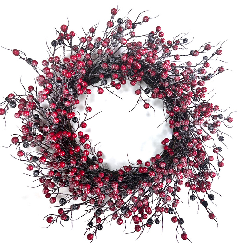 Senmasine 24 Inch Christmas berry wreaths for winter farmhouse front door hanging decoration