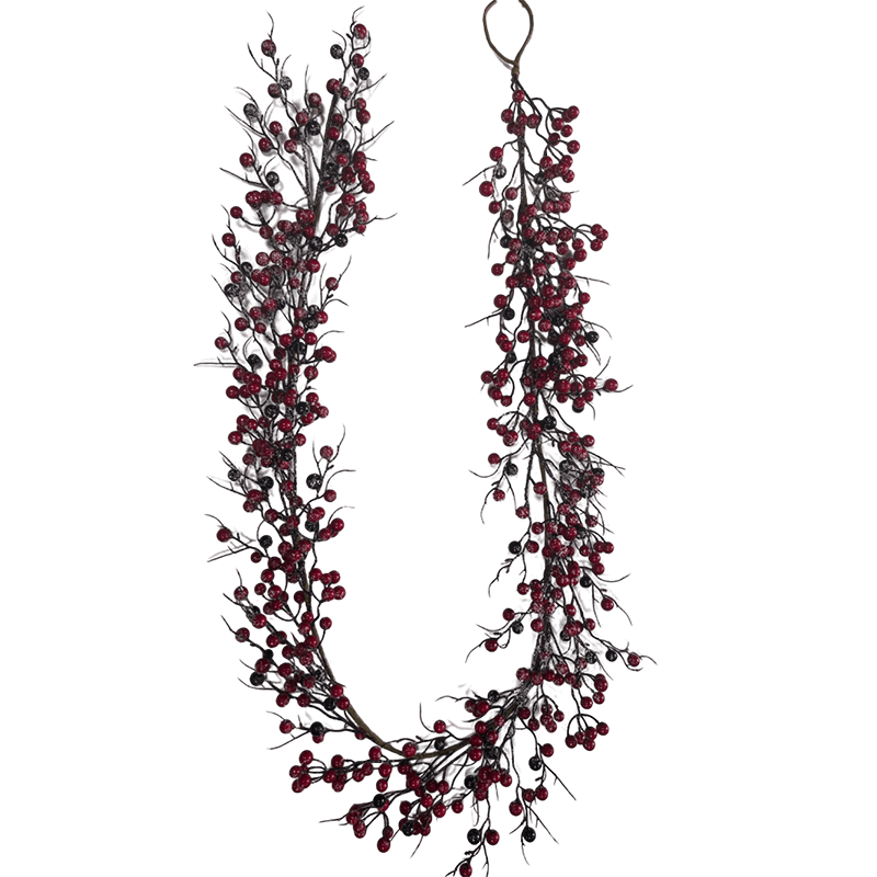 Senmasine 6ft red berries garland for winter front door farmhouse wall hanging christmas decoration