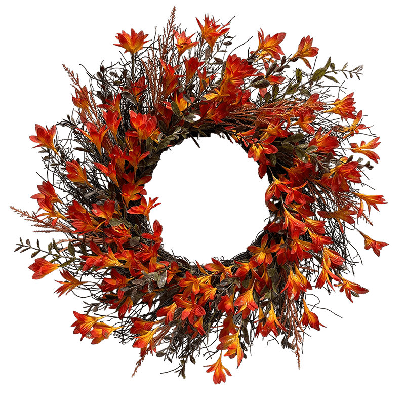 Senmasine Couronne d'automne forsythia artificielle de 22 pouces pour porte d'entrée murale suspendue décoration de récolte d'automne