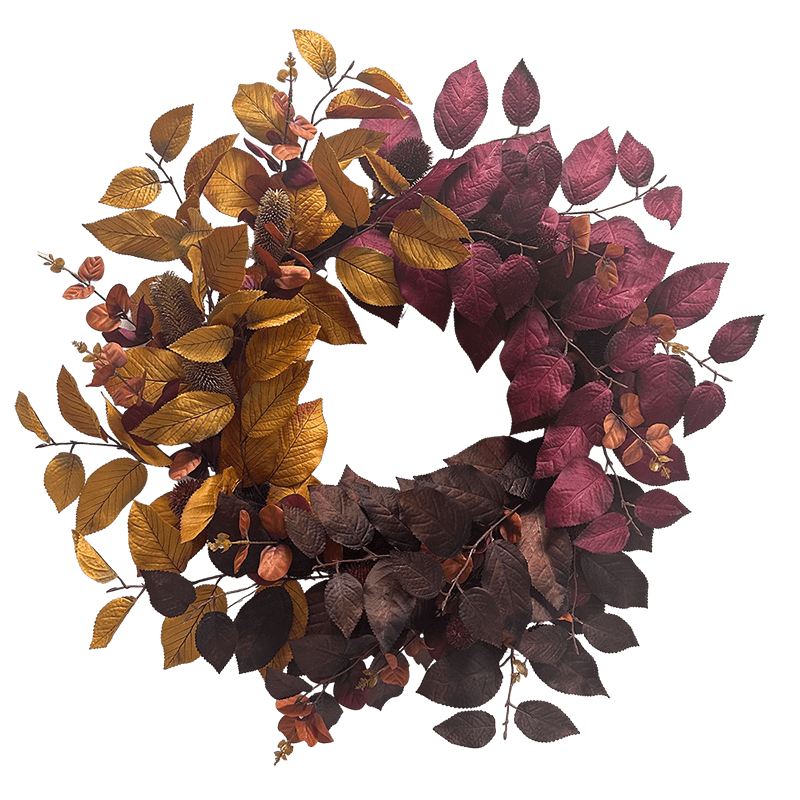 Senmasine 24 Inch fall harvest Artificial Banyan Autumn wreath for wall front door hanging decoration