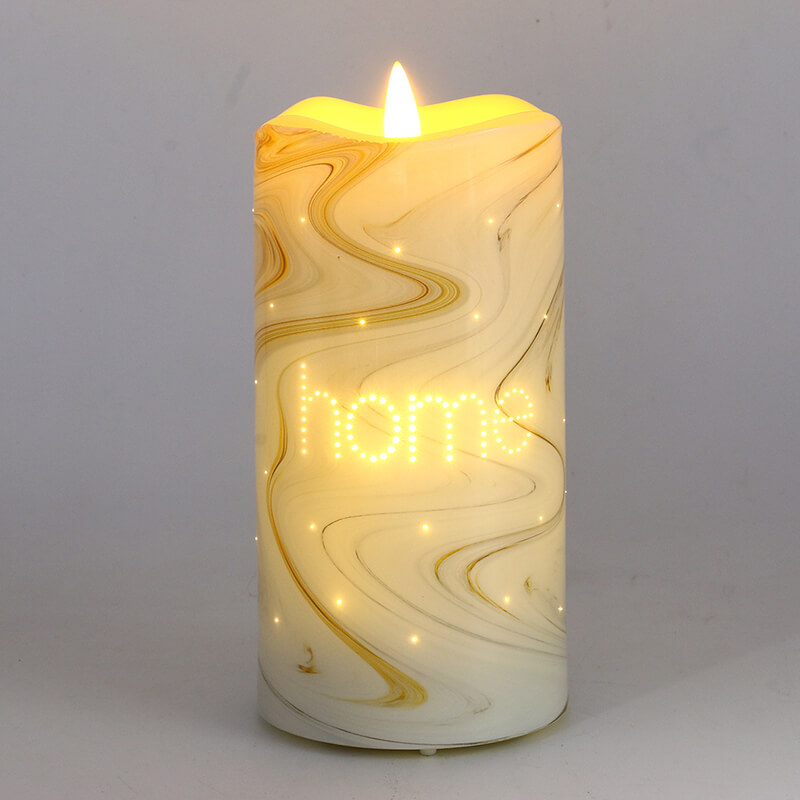 Senmasine – bougies Led en vraie cire sans flamme, 7.5x15cm, tête de lampe à balle, motif de lettres imprimées