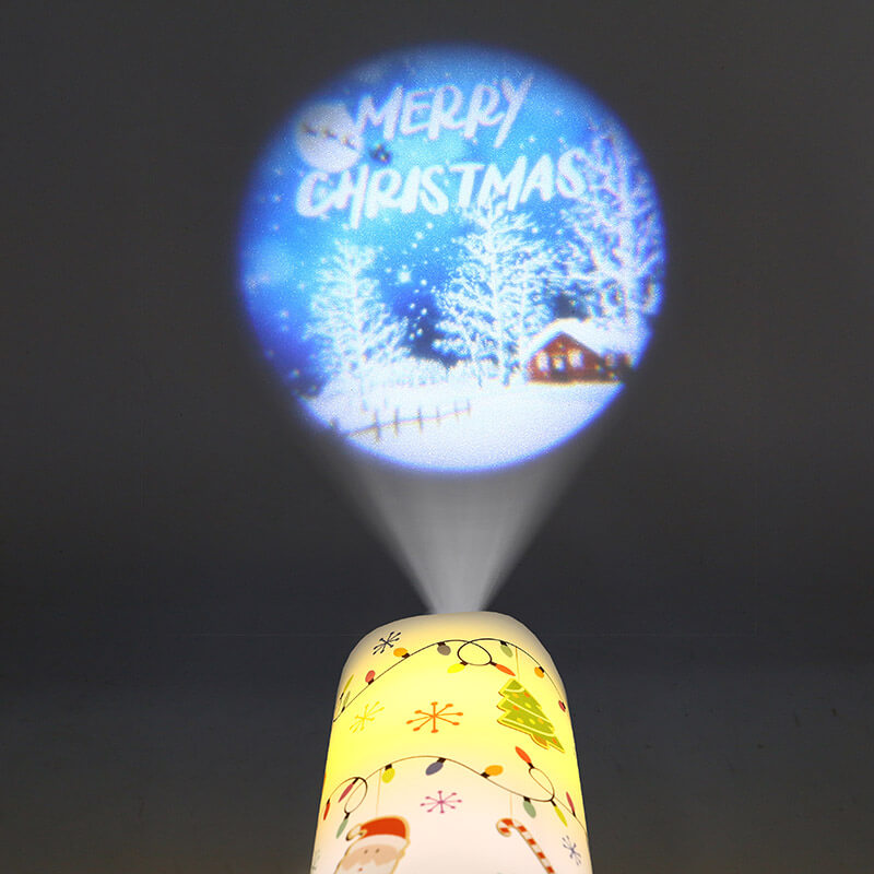 Senmasine Candela di proiezione senza fiamma rotante Decorazione natalizia Candele a luce notturna 7,5 * 15 cm