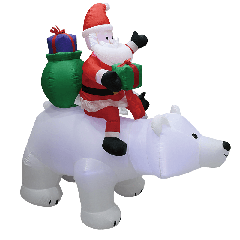 Senmasine 6ft Santa Claus Riding Polar Christmas Inflatable Bear With Built-in Led Lights Blow Up Yard Xmas Party Decoration