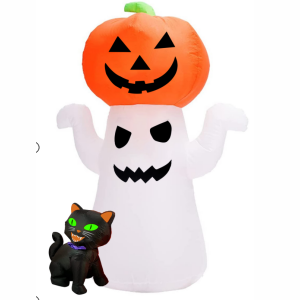 Calabaza fantasma inflable Senmasine de Halloween para el hogar, decoración interior y exterior, Led incorporado
