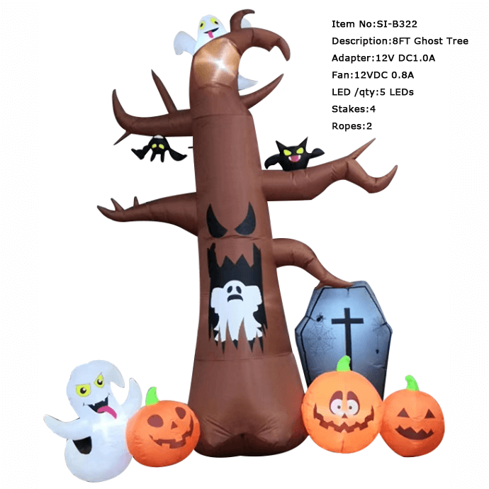 Senmasine 9FT Blow Up Halloween Inflatable Tree With Ghost Built-in Led Light Outdoor Indoor Decoration
