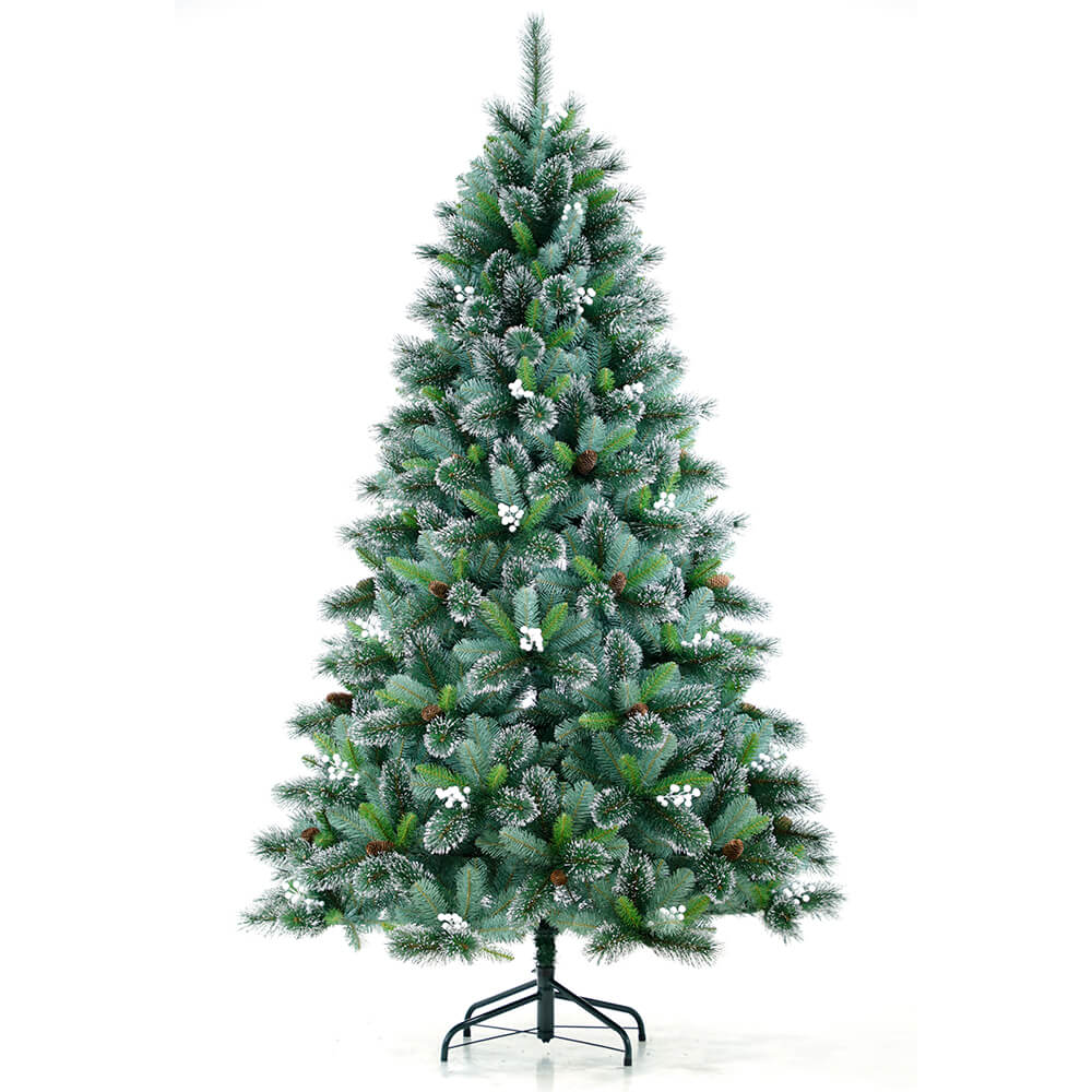 Senmasine-árbol de Navidad Artificial de Pvc mezclado con aguja de 7,5 pies con piñas decoración del hogar de vacaciones al aire libre